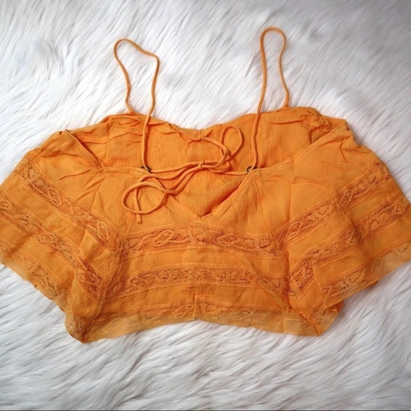 NWT Free People Orange Boho Lace Tank - Picture 5 of 11